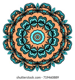 Decorative flower mandala design. Vector round pattern. Coloring. Design for greeting card, invitation, tattoo.