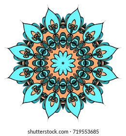Decorative flower mandala design. Vector round pattern. Coloring. Design for greeting card, invitation, tattoo.