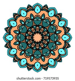 Decorative flower mandala design. Vector round pattern. Coloring. Design for greeting card, invitation, tattoo.
