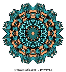 Decorative flower mandala design. Vector round pattern. Coloring. Design for greeting card, invitation, tattoo.