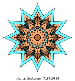 Decorative flower mandala design. Vector round pattern. Coloring. Design for greeting card, invitation, tattoo.