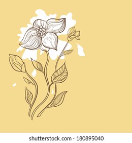 Decorative flower on a long stalk on a beige background.Vector illustration.