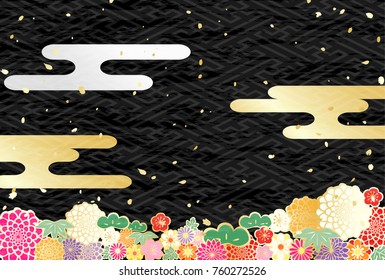 Decorative flower on traditional pattern background