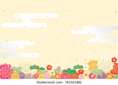 Decorative flower on traditional pattern background