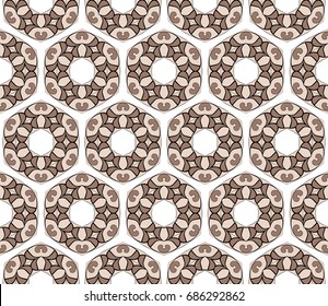 Decorative flower ornament in geometric style. seamless floral pattern. Fashion background. Vector illustration. coffee color
