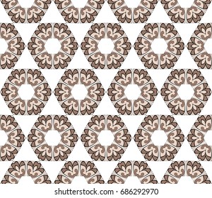 Decorative flower ornament in geometric style. seamless floral pattern. Fashion background. Vector illustration. coffee color