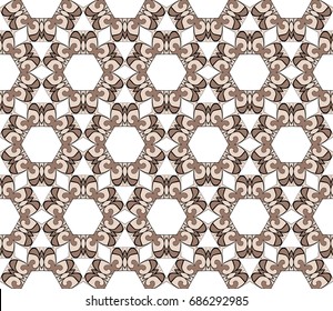 Decorative flower ornament in geometric style. seamless floral pattern. Fashion background. Vector illustration. coffee color