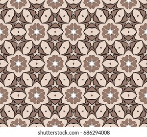 Decorative flower ornament in geometric style. seamless floral pattern. Fashion background. Vector illustration. coffee color