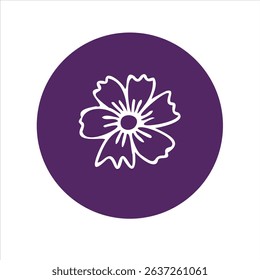 Decorative flower outline with layered petals. Suitable for floral patterns and invitations.

