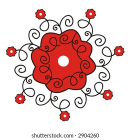 Decorative flower over white