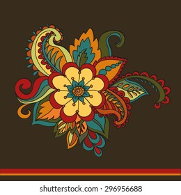 decorative flower painted by hand vector