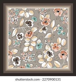 decorative flower pattern for fabric textile and scarf