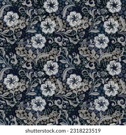 estampado de flores decorativas adecuado para tejidos o papel pintado