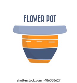 Decorative Flower Pot Icon. Empty Flowerpot.