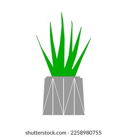 Icono decorativo del maceta de flores. Ilustración vectorial en un fondo blanco.