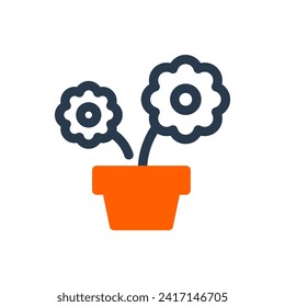 Decorative Flower Pot Vector Icon Illustration