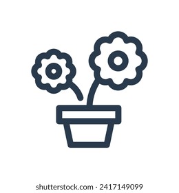 Decorative Flower Pot Vector Icon Illustration