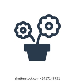 Decorative Flower Pot Vector Icon Illustration