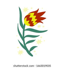 Decorative flower in scandinavian style. Vector illustration. Design element for pattern, greeting card.