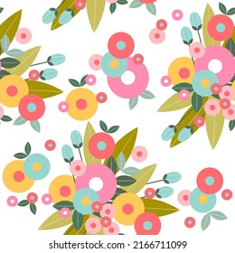 Flor decorativa sin costura, patrón colorido, vector.