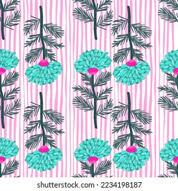 Decorative flower seamless pattern. Hand drawn herbal endless wallpaper. Freehand organic background. Design for fabric, textile print, wrapping, cover. Vector illustration.
