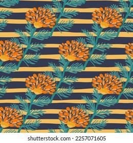 Decorative flower seamless pattern. Hand drawn herbal endless wallpaper. Freehand organic background. Design for fabric, textile print, wrapping, cover. Vector illustration.