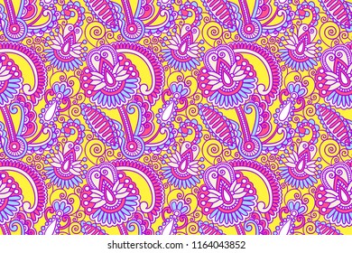 decorative flower seamless pattern, paisley indian design vector illustration