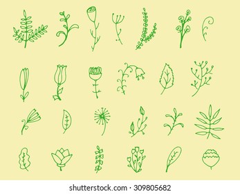 Decorative flower set. Vector illustration