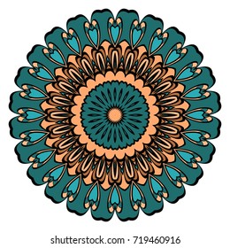 decorative flower sticker. vector illustration. Design element for tattoo, invitation card, yoga symbol, relax therapy