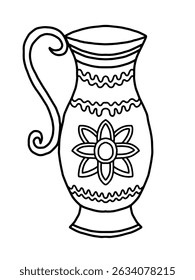 Ilustração decorativa do vaso da flor com padrão floral. Desenhado à mão ilustração vaso vaso decorativo vetor. Perfeito para design artesanal em casa e cartões de felicitações
