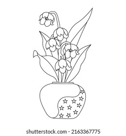 decorative flower vase line art design for coloring page sketch flat design