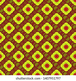  Decorative flowers, abstract shapes. Seamless vector pattern. Floral background