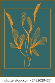 Decorative flowers in Art Deco style panels