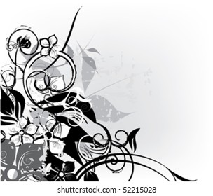 decorative flowers background ,black and white