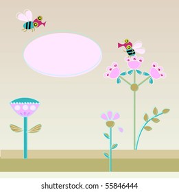 decorative flowers and bees