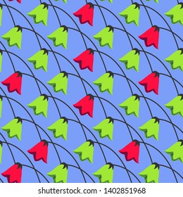 Decorative flowers bells. Seamless vector pattern. Floral background.