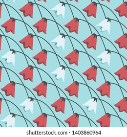 Decorative flowers bells. Seamless vector pattern. Floral background.