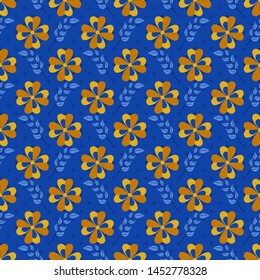 Decorative flowers, branches. Seamless vector pattern.