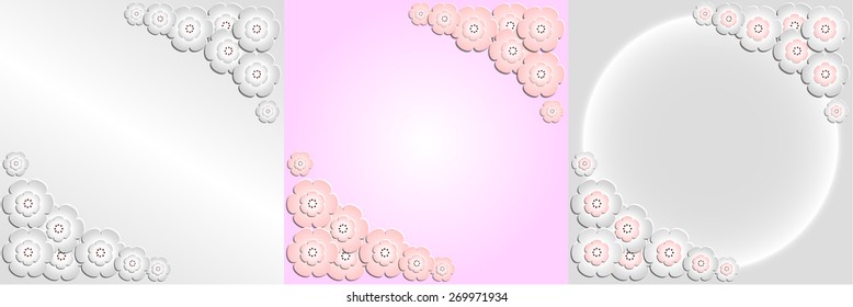 Decorative flowers cherry pink and white imitating paper