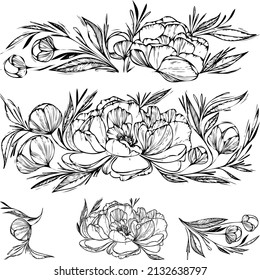 Decorative flowers created by hand drawn line