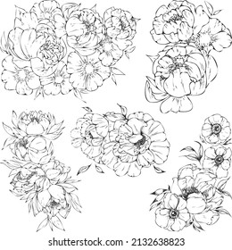 Dekorative Blumen, die durch handgezeichnete Linien entstehen