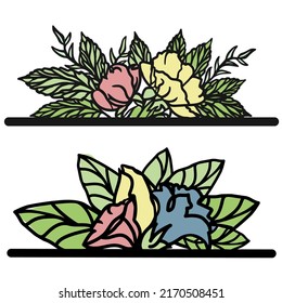 Decorative flowers for decoration. Monograms