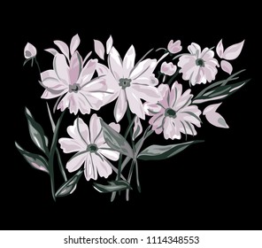 Decorative  flowers, design elements. Can be used for cards, invitations, banners, posters, print design. Floral background in watercolor style
