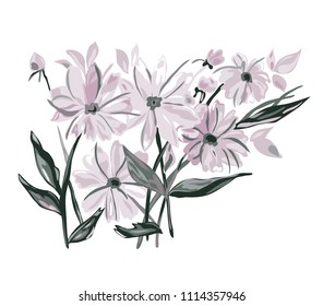 Decorative  flowers, design elements. Can be used for cards, invitations, banners, posters, print design. Floral background in watercolor style