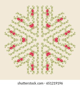 Decorative Flowers design pattern. Floral GeometricDesign Pattern in botanical style on a white background. Stock vector illustration.