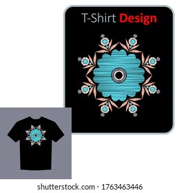 Decorative flowers. Ethnic boho ornament. Positive pattern on the t-shirt. Vector illustration for web design or print.
