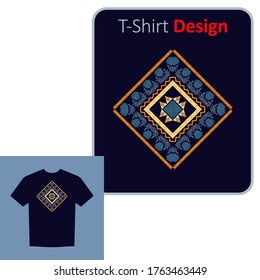 Decorative flowers. Ethnic boho ornament. Positive pattern on the t-shirt. Vector illustration for web design or print.