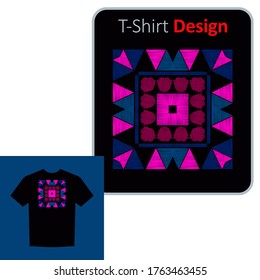 Decorative flowers. Ethnic boho ornament. Positive pattern on the t-shirt. Vector illustration for web design or print.