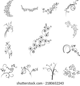 decorative flowers, hand draw icon in a collection with other items