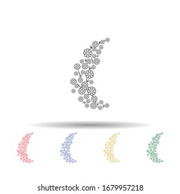 Decorative flowers, hand draw multi color icon. Simple thin line, outline vector of decorative flowers icons for ui and ux, website or mobile application